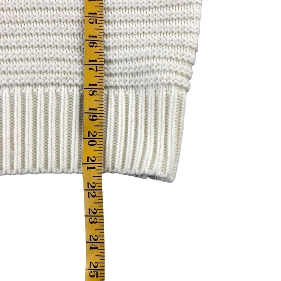 Elodie Womens Chunky Knit Puffy Sleeve White Crew Neck Winter Sweater - Picture 8 of 11